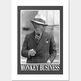 Monkey Business White Text Posters and Art